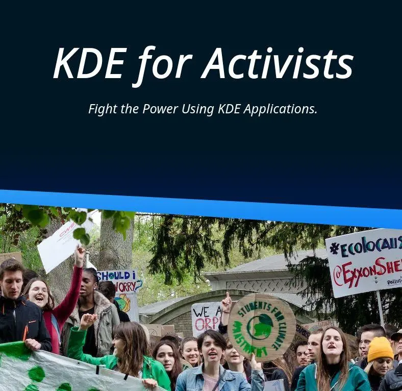 Screenshot ofKDE's "For Activists" page