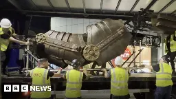 Commonwealth Games bull Ozzy arrives at New Street station