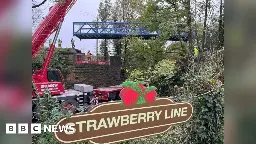 Strawberry Line: Bridge installed over busy road to help cyclists