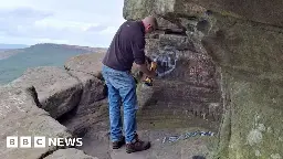 Peak District: Anger at Robin Hood's Cave graffiti - BBC News