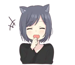 A Line sticker of a catgirl laughing. A preview for the other emojis in the post.