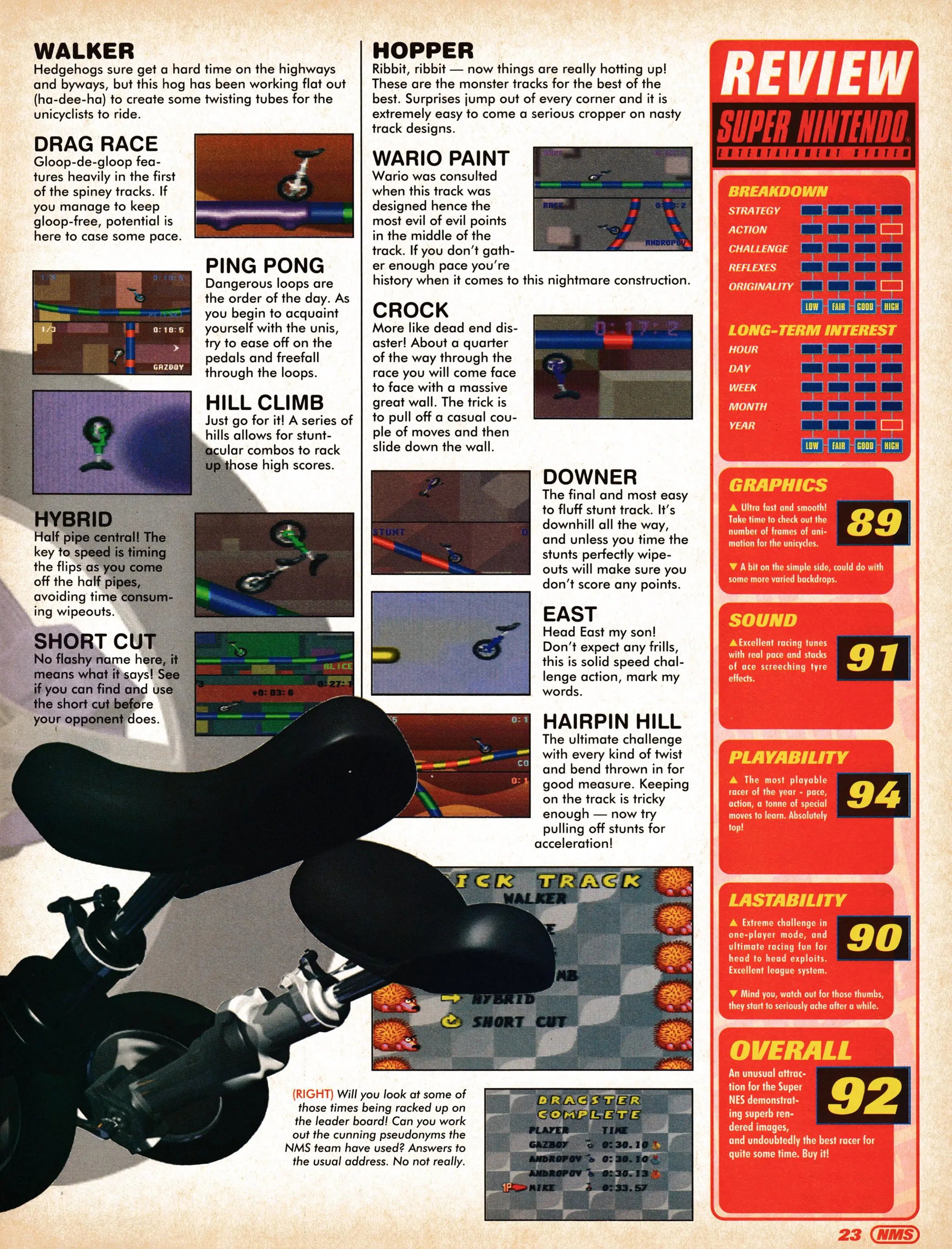 Review for Unirally on Super Nintendo.
Taken from Nintendo Magazine System 29 - February 1995 (UK)

score: 92%