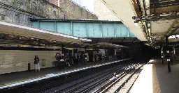 The Underground station with a river flowing above it in a tube