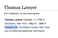 Thomas Lawyer, the lawyer from Lawyersville