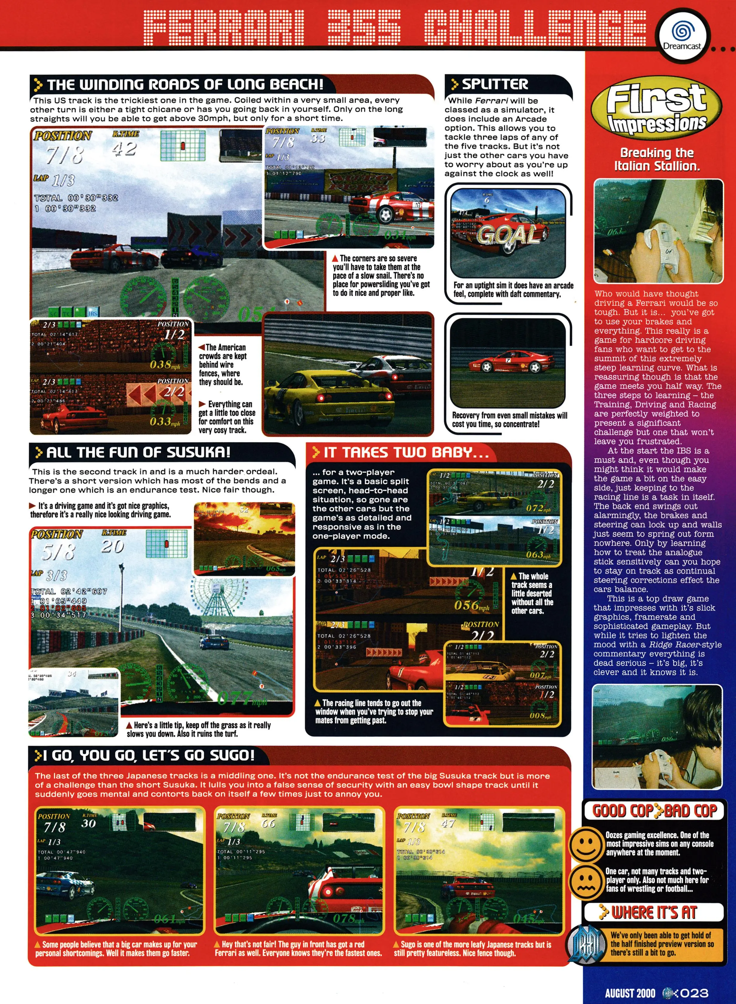 Preview for Ferrari 355 Challenge on Dreamcast.
Taken from GamesMaster 97 - August 2000 (UK)
