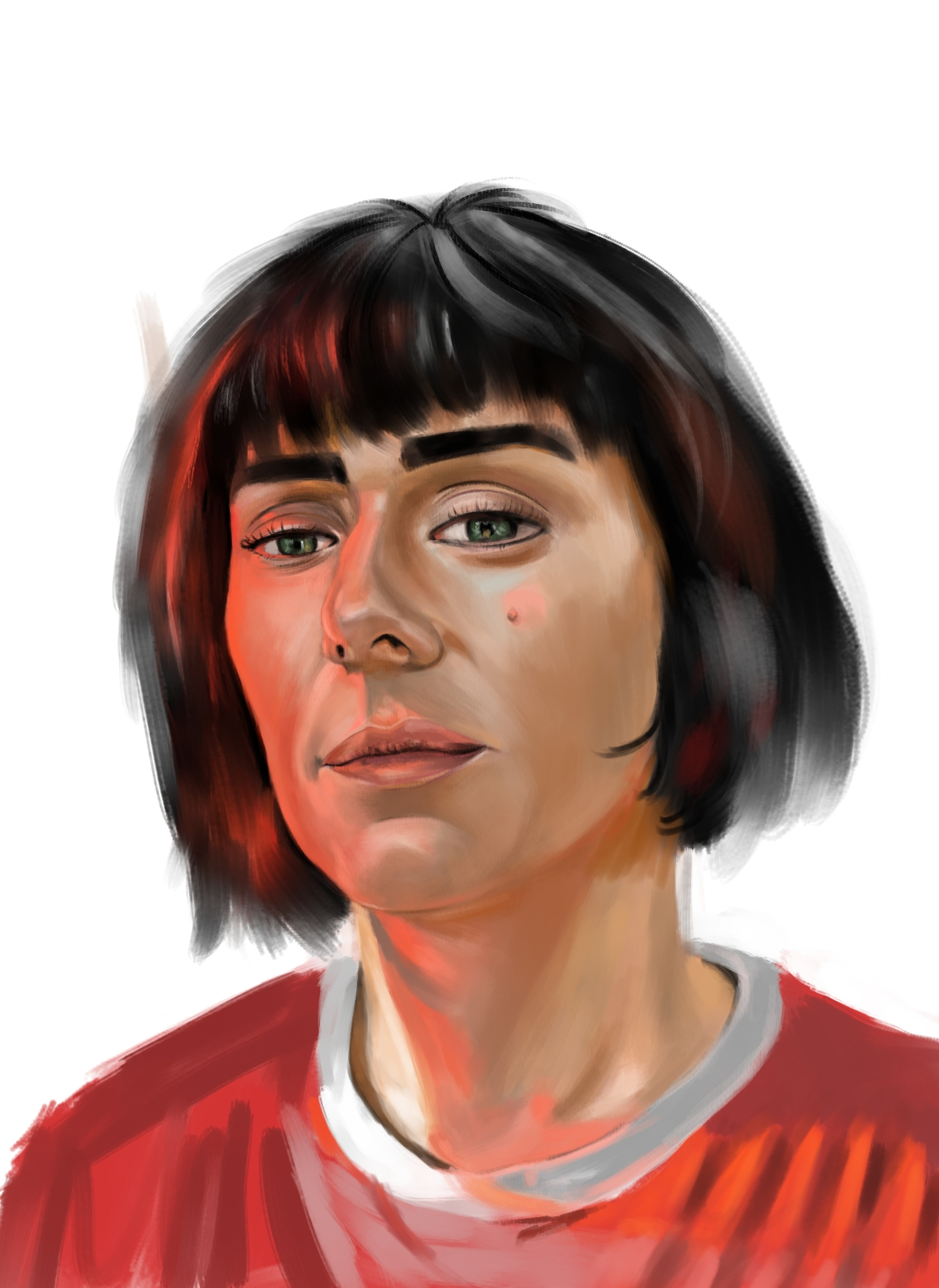 Portrait Painting of a woman in Red Shirt