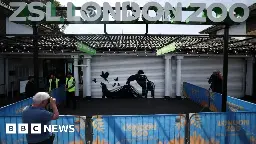 Banksy: London Zoo removes gorilla artwork for 'safekeeping'