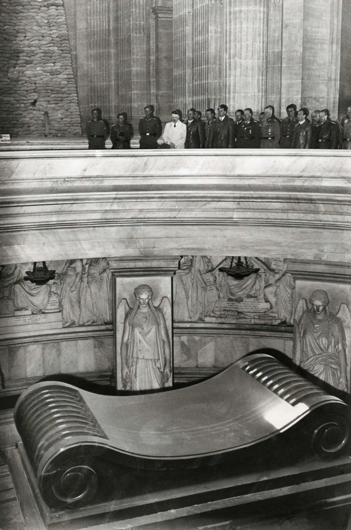 Adolf Schicklgruber gazing down at Napoleon’s tomb in France, 1940. William L. Shirer said that Schicklgruber told his faithful photographer, Heinrich Hoffmann, that “That was the greatest and finest moment of my life.”