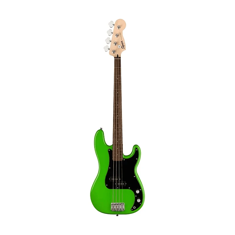 It's a bass guitar with a green and black body