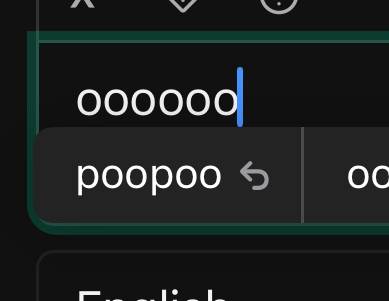 text box with "oooooo" getting autocorrected to "poopoo"