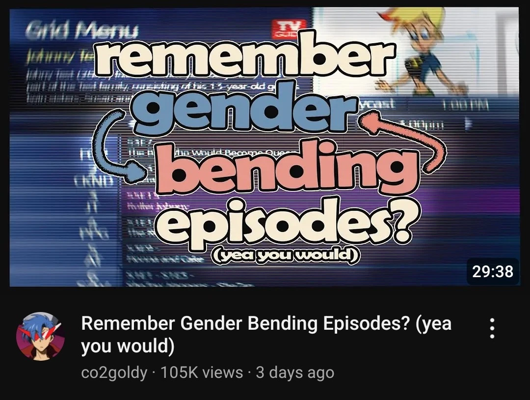YouTube video by co2goldy titled "Remember Gender Bending Episodes? (yea you would)"